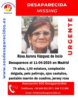 Cartel de búsqueda de Rosa Aurora Vázquez.