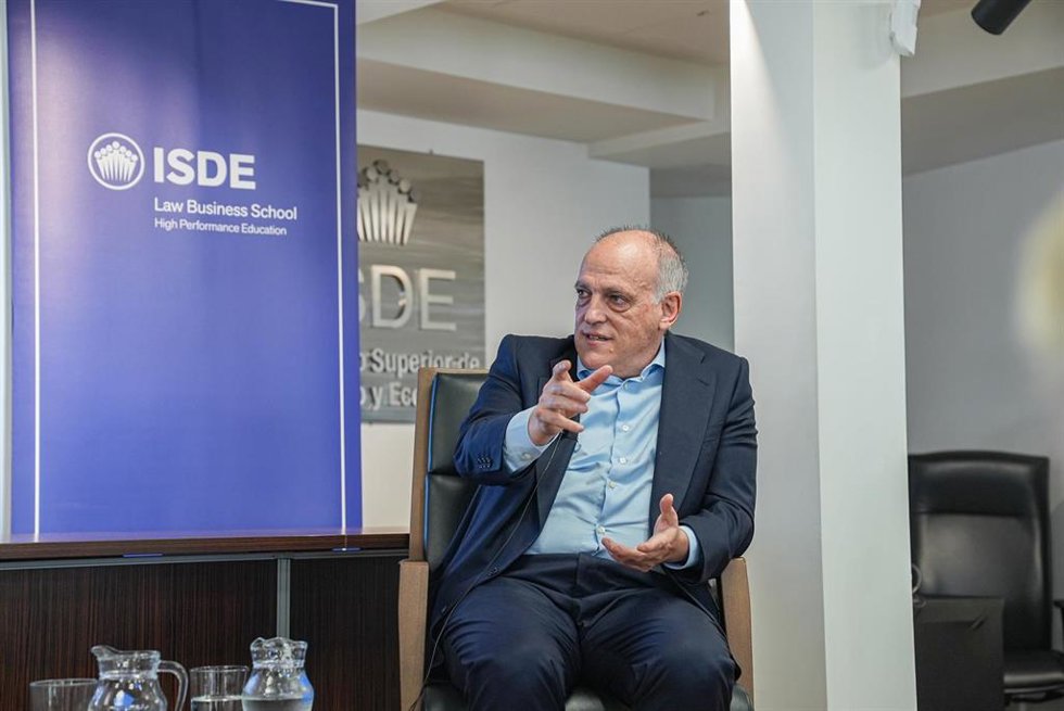 El presidente de LaLiga, Javier Tebas, durante la presentación del ISDE Sports Convention.