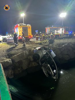 Vehicle caigut en la squia després de la collisió