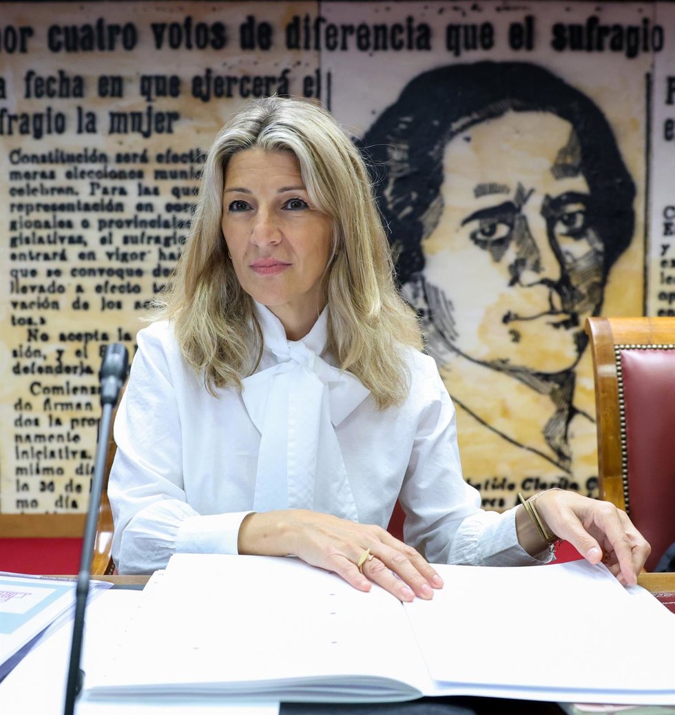 La vicepresidenta Segunda del Gobierno y ministra de Trabajo y Economía Social, Yolanda Díaz, durante la Comisión de Trabajo y Economía Social del Senado