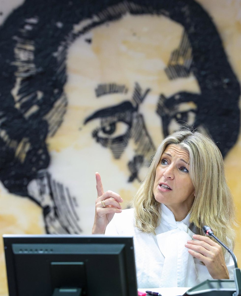 La vicepresidenta segunda del Gobierno y ministra de Trabajo y Economía Social, Yolanda Díaz, durante su comparecencia en la Comisión de Trabajo y Economía Social del Senado