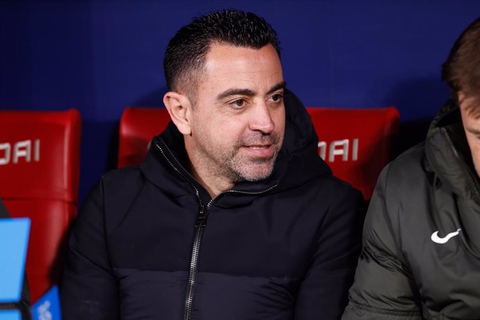 Xavi Hernandez, head coach of FC Barcelona, looks on during the Spanish League, LaLiga EA Sports, football match played between Atletico de Madrid and FC Barcelona at Civitas Metropolitano stadium on March 17, 2024, in Madrid, Spain.