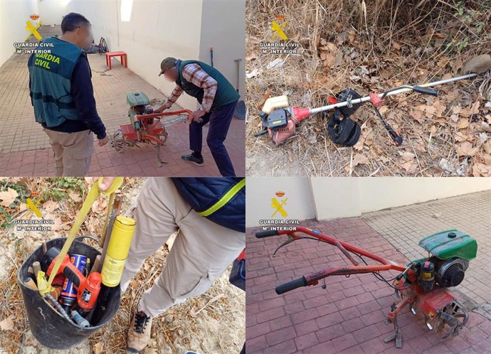 Imágenes de los efectos recuperados en la operación 'Motocultor'