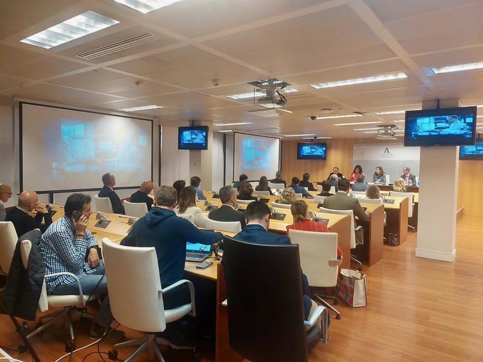 La consejera de Empleo de la Junta, Rocío Blanco, en un acto en el que ha presentado el plan para formar en tecnología SAP.