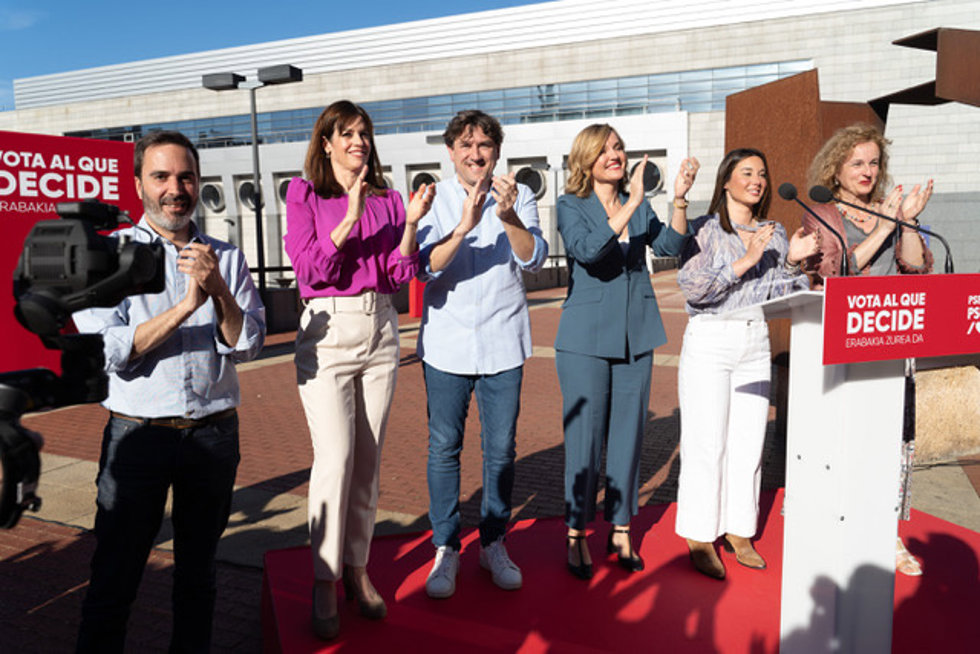 Alegría ha participado en un acto electoral del PSE-EE en el que también ha intervenido el candidato de este partido a lehendakari, Eneko Andueza