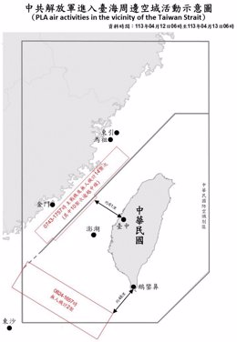 Mapa de las incursiones de cazas chinos en el espacio aéreo de Taiwán.