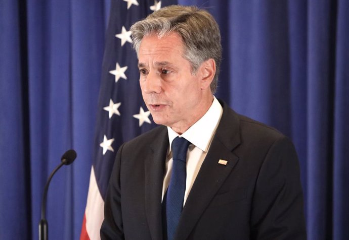 Archivo - 22 September 2023, US, New York: Anthony Blinken, US Secretary of State, holds a press conference amid United Nations 78th General Assembly at Reid Room of Lotte Palace Hotel. Photo: Niyi Fote/TheNEWS2 via ZUMA Press Wire/dpa