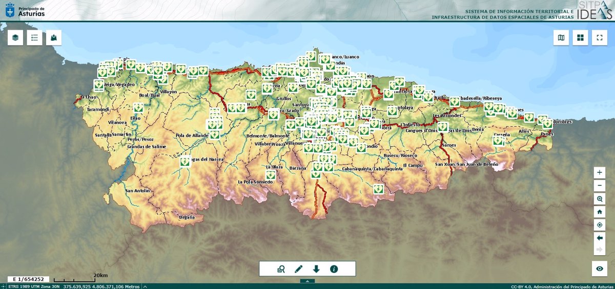 El Principado publica un mapa digital con la distribución de los desfibriladores ubicados fuera del ámbito sanitario
