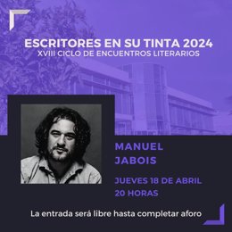 Manuel Jabois, próximo invitado a 'Escritores en su tinta' el jueves en la Biblioteca Salvador García Aguilar