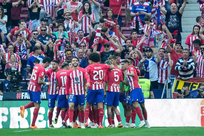 Antoine Griezmann of Atletico de Madrid celebrates a goal during the Spanish League, LaLiga EA Sports, football match played between Atletico de Madrid and Girona FC at Civitas Metropolitano stadium on April 13, 2024 in Madrid, Spain.