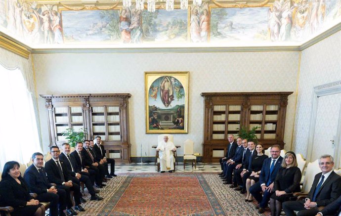 Recepción privada del Papa Francisco a los alcaldes de las Ciudades Patrimonio de España.