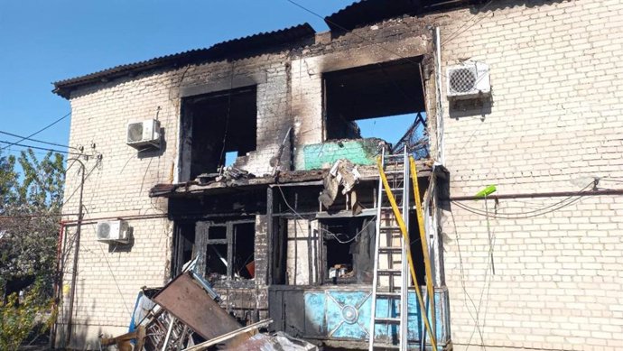 Edificio bombardeado por Ucrania en Zaporiyia