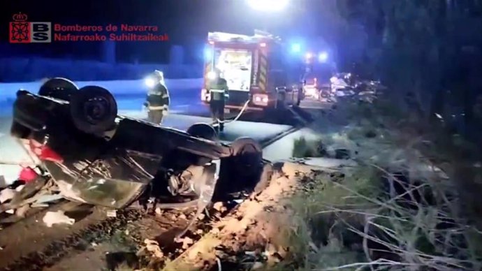 Imagen del vehículo accidentado en Tudela.