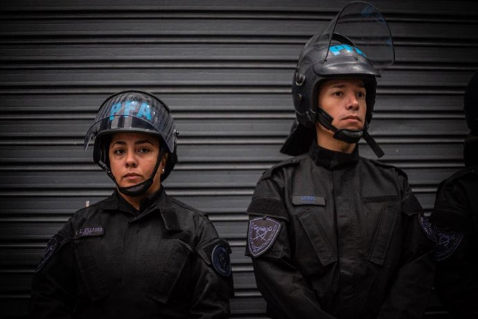 April 12, 2024, Buenos Aires, Buenos Aires, Argentina: Workers of Aerolíneas Argentinas, the Ministry of Labor, the Haedo Railway Union, and the National Institute of Cinema and Audiovisual Arts (INCAA) marched today to the Ministery of Labor in Buenos 