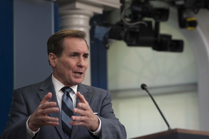 March 25, 2024, Washington, Dc, USA: White House national security communications adviser John Kirby participates in the daily briefing at the White House in Washington, DC, March 25, 2024 Credit: Chris Kleponis / Pool via CNP