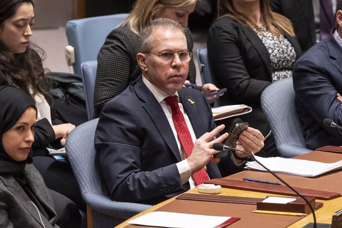 Archivo - February 20, 2024, New York, New York, United States: Ambassador, Permanent Representative of Esrael to the United Nations Gilad Erdan attends the Security Council meeting on the situation in Gaza on resolution put forward by Algeria at UN Headq