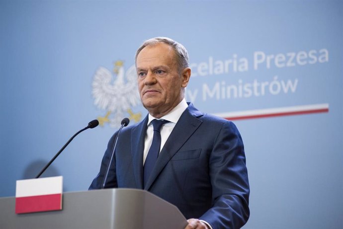 28 March 2024, Poland, Warsaw: Poland's Prime Minister Donald Tusk reacts during a joint press conference with Ukraine's Prime Minister Denys Smyhal (not pictured). Photo: Attila Husejnow/SOPA Images via ZUMA Press Wire/dpa