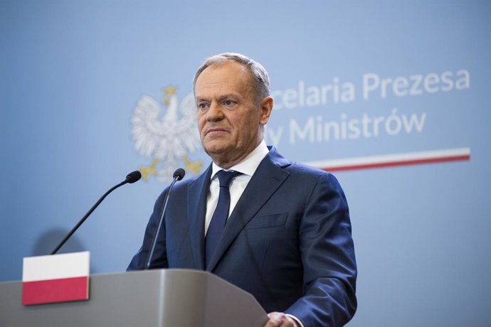 28 March 2024, Poland, Warsaw: Poland's Prime Minister Donald Tusk reacts during a joint press conference with Ukraine's Prime Minister Denys Smyhal (not pictured). Photo: Attila Husejnow/SOPA Images via ZUMA Press Wire/dpa
