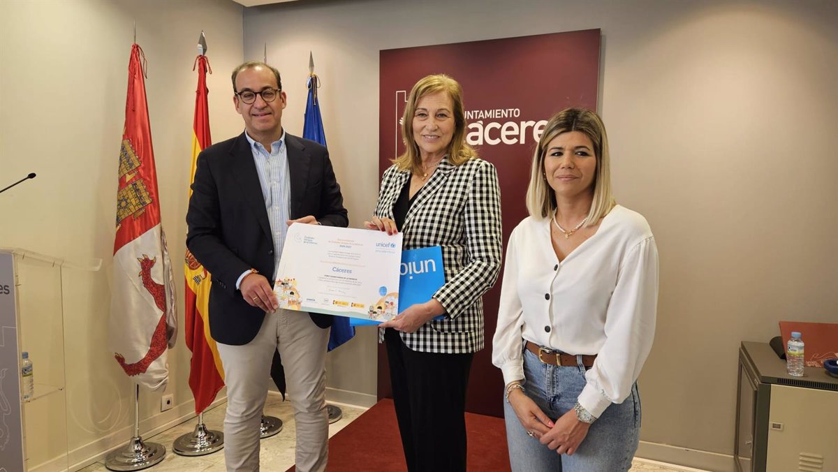 Cáceres renueva con Unicef el reconocimiento de  Ciudad Amiga de la Infancia  hasta diciembre de 2027