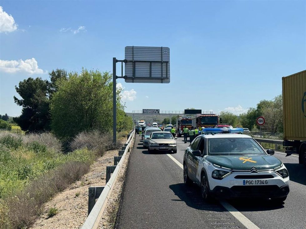 Accidente de trático en la A-3 en Arganda del Rey