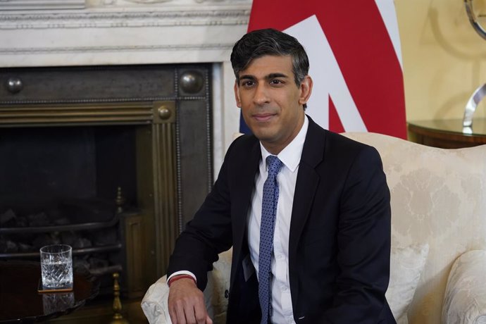 09 April 2024, United Kingdom, London: UK's Prime Minister Rishi Sunak attends a meeting with Rwanda's President Paul Kagame (not pictured) at 10 Downing Street. Photo: Alberto Pezzali/PA Wire/dpa