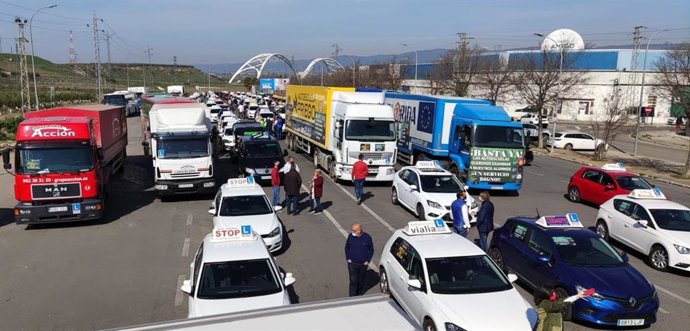 Archivo - La caravana de vehículos de autoescuela en una manifestación por Córdoba en 2021.