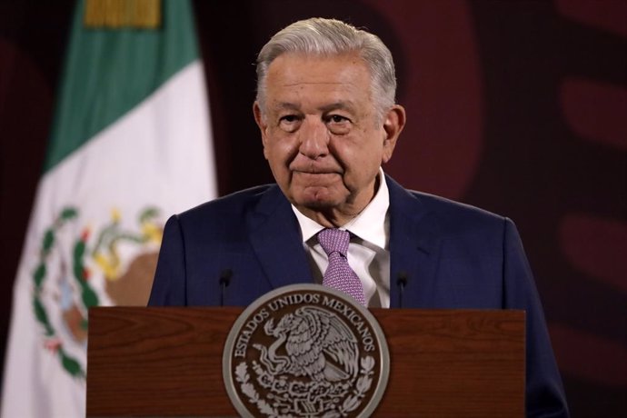 April 11, 2024, Mexico City, Mexico: President of Mexico, Andres Manuel Lopez Obrador gesticulates while speak during a press conference at National Palace.