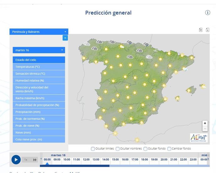 Predicción del tiempo para este martes, 16 de abril.