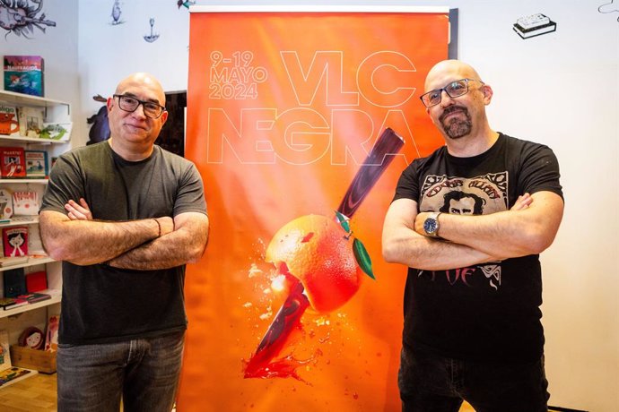 El director i el cap de continguts de VLC Negra. Jordi Fabregat i Santiago Álvarez, durant la presentació de la 12ª edició del certamen