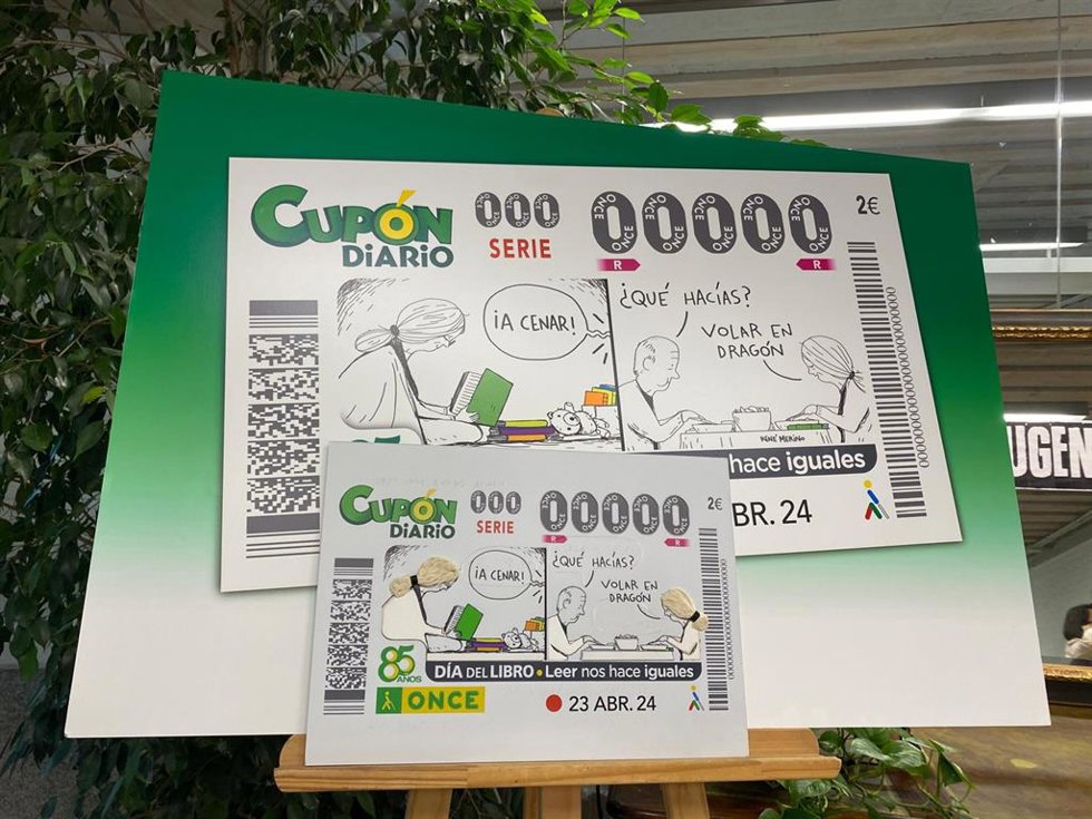 La ONCE presenta el cupón del Día del Libro 2024 con los mayores como protagonistas y el lema 'Leer nos hace iguales'