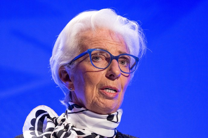 Archivo - 18 November 2022, Hessen, Frankfurt_Main: Christine Lagarde, President of the European Central Bank (ECB), speaks during the 32nd European Banking Congress. Photo: Hannes P. Albert/dpa