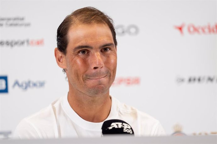 15 April 2024, Spain, Barcelona: Spanish tennis player Rafael Nadal speaks during a press conference ahead of the ATP 500 tournament. Photo: Eric Renom/LaPresse via ZUMA Press/dpa