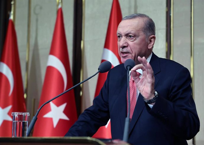 April 3, 2024, Istanbul, Istanbul, Turkey: Turkish President Recep Tayyip Erdogan, participating in a Ramadan iftar program with members of the police, gendarmerie, and coast guard, in the exhibition hall of the presidential complex in the capital, Ankara