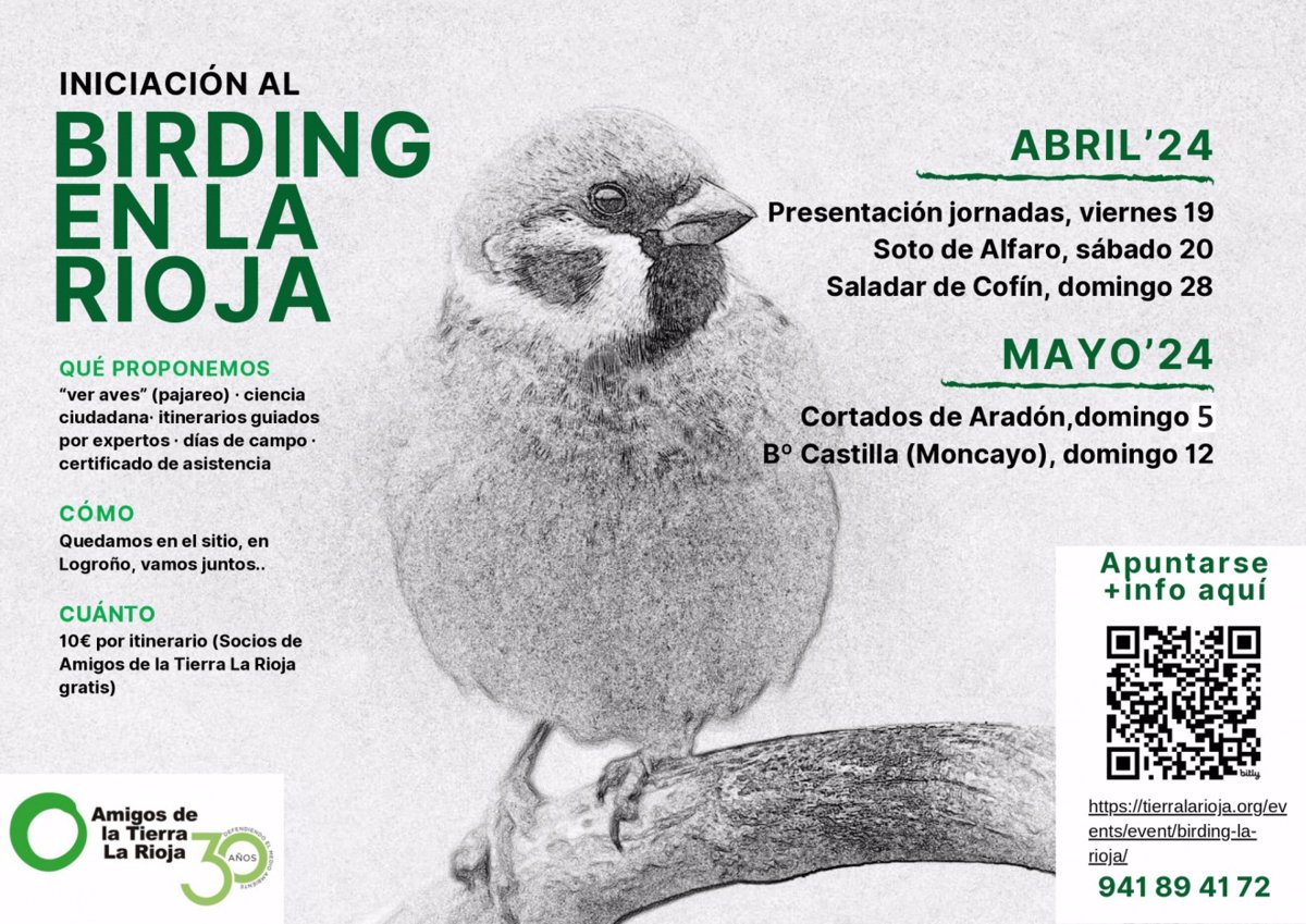 Amigos de la Tierra La Rioja organiza una serie de jornadas para acercar a la ciudadanía a la observación de las aves
