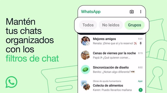 Interfaz de WhatsApp con los nuevos filtros