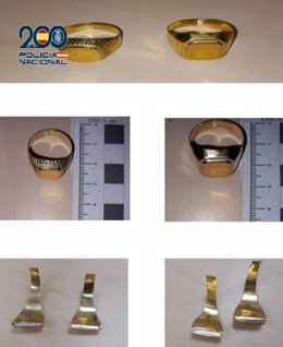 Imagen de los sellos de oro intervenidos por la Policía Nacional
