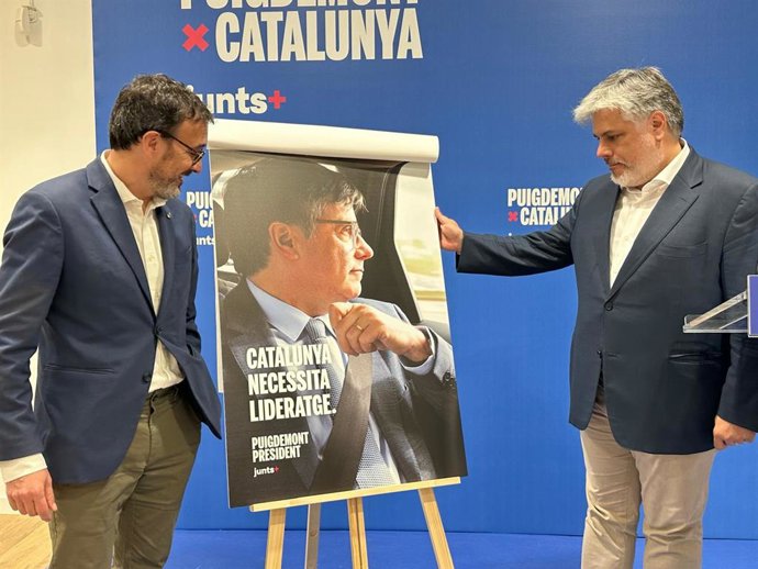 Cartel de campaña del candidato de Junts+ a las elecciones al Parlament, Carles Puigdemont