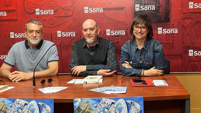 Lorenzo (i), Millán y Gonzalo presentan La Saturida de Soria 2024.