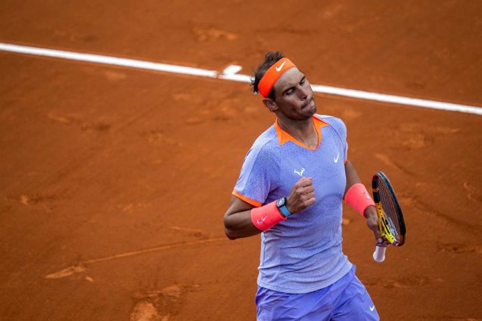 Rafa Nadal of Spain during the match against Alex de Minaur of Australia during their match of day three of the Barcelona Open Banc Sabadell