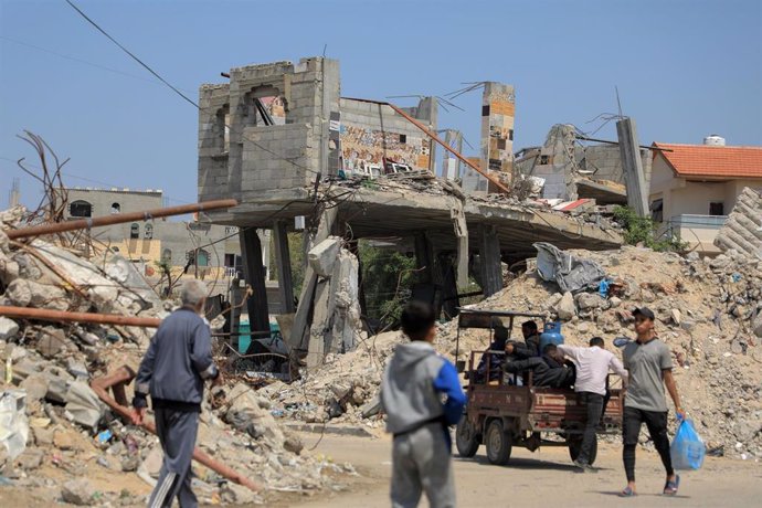 Edificio destruido en la Franja de Gaza