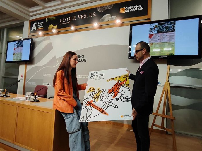 Presentación del cartel y la programación del Día de Aragón en la sala de prensa del Edificio Pignatelli
