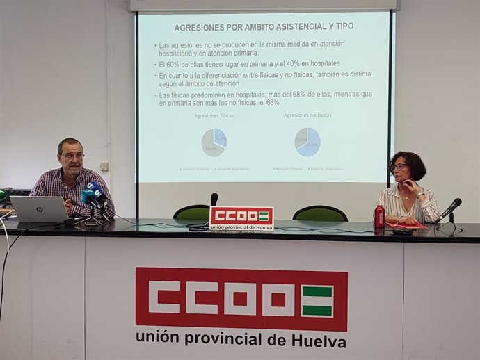 Rueda de prensa del informe de CCOO sobre agresiones a personal sanitario en Huelva.