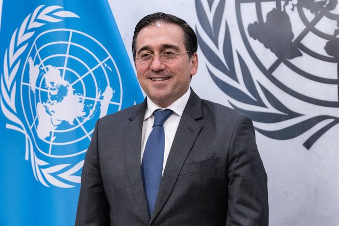 Archivo - February 22, 2023, New York, New York, United States: Secretary-General Antonio Guterres meets with Minister for Foreign Affairs, European Union and Cooperation, Spain Jose Manuel Albares Bueno at UN Headquarters.