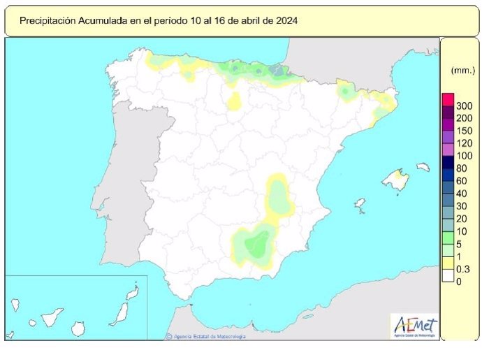 Las últimas lluvias sitúan las precipitaciones acumuladas en España un 10% por encima de lo normal.