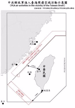 Mapa de las incursiones de cazas chinos en el espacio aéreo de Taiwán