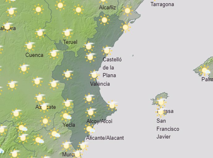 Predicción del tiempo para este sábado 20 de abril en la Comunitat Valenciana