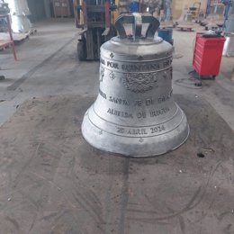 La nueva campana de Santa Fe de Palazuelos se expondrá este domingo en la iglesia de San Martín de Albelda