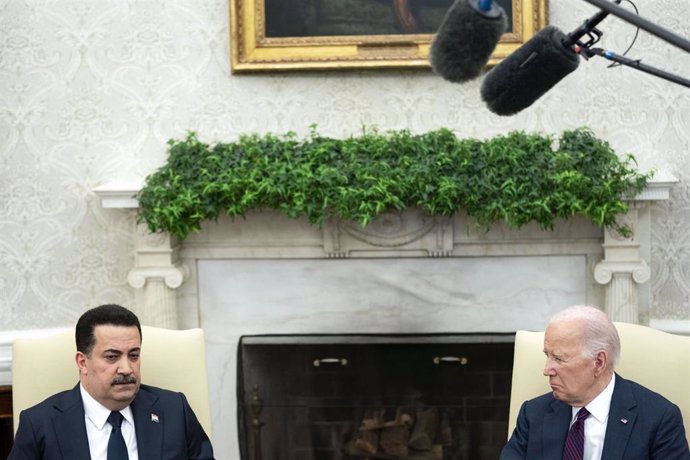 El primer ministro de Irak, Mohamad Shia al Sudani, y el presidente de EEUU, Joe Biden 