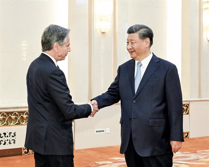 Archivo - Antony Blinken y Xi Jinping 