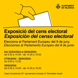 L'Ajuntament de València exposa a partir del dilluns el cens electoral perquè puga ser consultat per la ciutadania